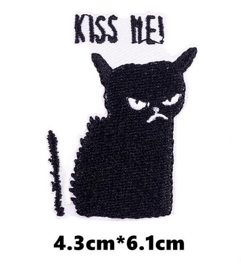 ♚ Sticker Ủi Thêu Hình Mèo Đen Vui Nhộn ♚ 1 Sticker Ủi Thêu Hình Huy Hiệu V1 Wattsnew
