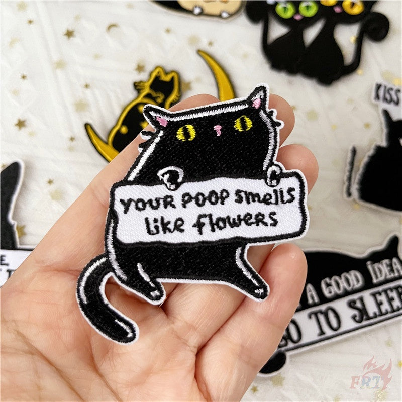 ♚ Sticker Ủi Thêu Hình Mèo Đen Vui Nhộn ♚ 1 Sticker Ủi Thêu Hình Huy Hiệu V2 Wattsnew
