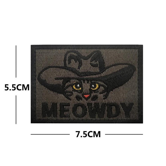 Meme Cat Glow In Dark Thêu velcro Patch Meowdy V3 Wattsnew